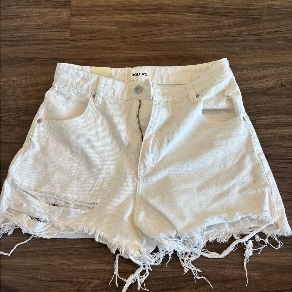 Rolla’s Dusters High Rise Slim White Denim Shorts NWT Size 27